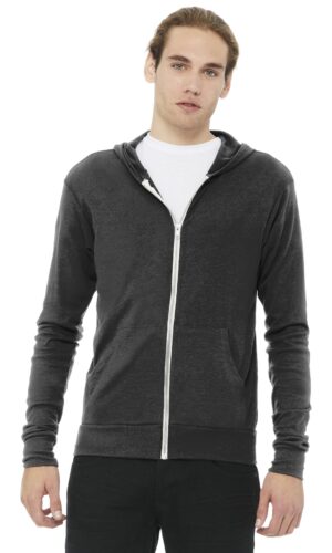 DISCONTINUED  BELLA+CANVAS  ®  Unisex Triblend Full-Zip Lightweight Hoodie. BC3939
