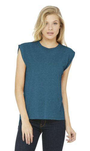 DISCONTINUED  BELLA+CANVAS  ®  Women's Flowy Muscle Tee With Rolled Cuffs. BC8804