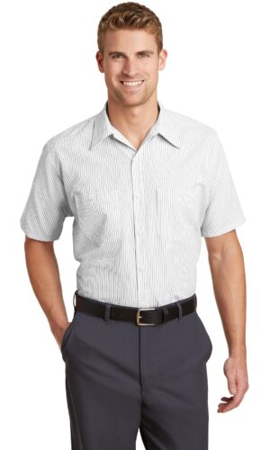 DISCONTINUED  Red Kap ®  Long Size, Short Sleeve Striped Industrial Work Shirt. CS20LONG