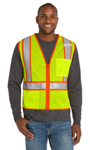 CornerStone  ®  ANSI 107 Class 2 Mesh Zippered Two-Tone Vest. CSV103