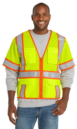 CornerStone  ®  ANSI 107 Class 3 Surveyor Mesh Zippered Two-Tone Short Sleeve Vest. CSV106