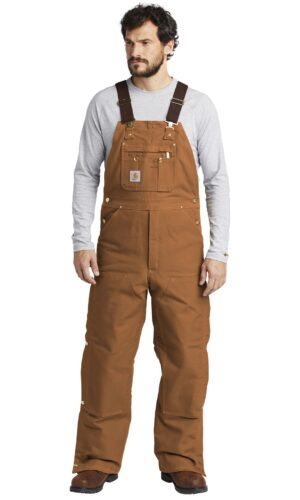 DISCONTINUED  Carhartt  ®  Duck Quilt-Lined Zip-To-Thigh Bib Overalls. CTR41