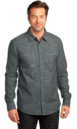 DISCONTINUED  District Made® - Mens Long Sleeve Washed Woven Shirt. DM3800