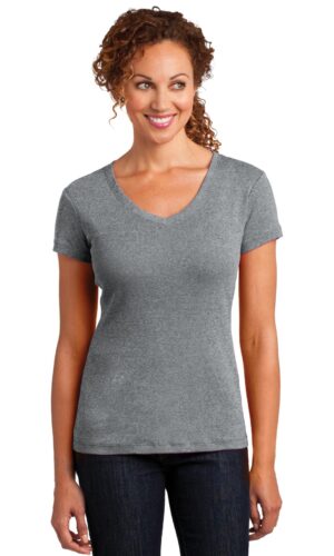 DISCONTINUED  District Made ®  Ladies Mini Rib V-Neck Tee. DM401