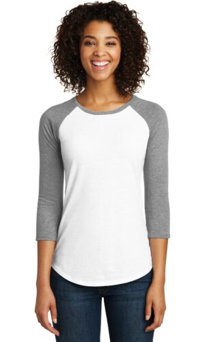 DISCONTINUED  District ®  Women's Fitted Very Important Tee ®  3/4-Sleeve Raglan. DT6211