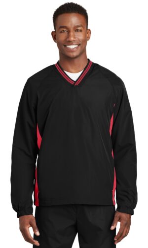 Sport-Tek ®  Tipped V-Neck Raglan Wind Shirt. JST62