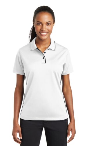 DISCONTINUED  Sport-Tek ®  Ladies Dri-Mesh ®  Polo with Tipped Collar and Piping.  L467