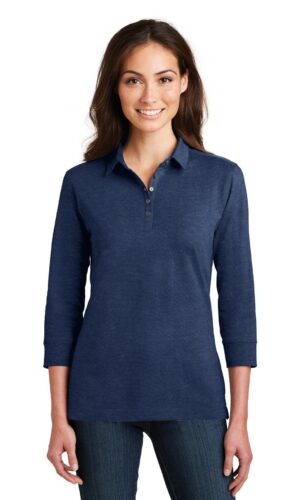DISCONTINUED  Port Authority ®  Ladies 3/4-Sleeve Meridian Cotton Blend Polo. L578