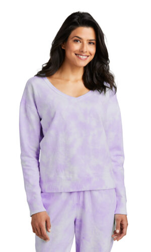 Port & Co   Women's Beach Wash ®  Cloud Tie-Dye V-Neck Sweatshirt LPC140V