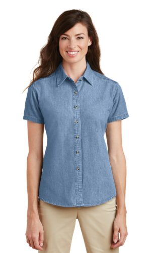Port & Co   Women's Short Sleeve Value Denim Shirt.  LSP11