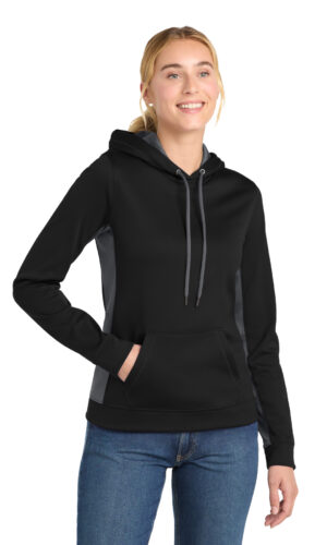 DISCONTINUED  Sport-Tek ®  Women's Sport-Wick ®  Fleece Colorblock Hooded Pullover. LST235