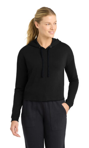 DISCONTINUED  Sport-Tek  ®  Women's PosiCharge  ®  Tri-Blend Wicking Fleece Crop Hooded Pullover LST298