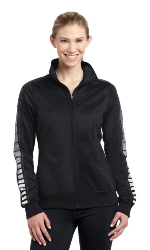 DISCONTINUED  Sport-Tek ®  Ladies Dot Sublimation Tricot Track Jacket. LST93