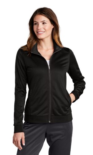 Sport-Tek  ®  Ladies Tricot Sleeve Stripe Track Jacket. LST94