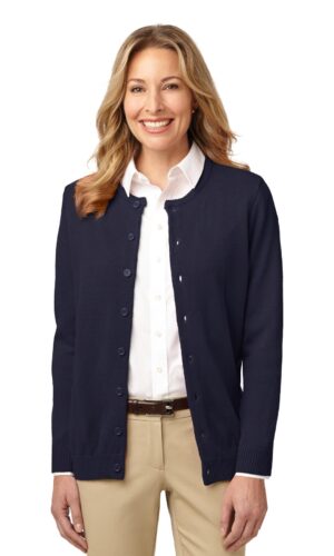 DISCONTINUED  Port Authority ®  Ladies Value Jewel-Neck Cardigan Sweater. LSW304