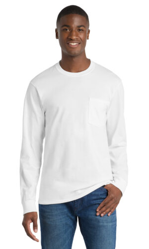 Port & Co   Tall Long Sleeve Essential Pocket Tee. PC61LSPT