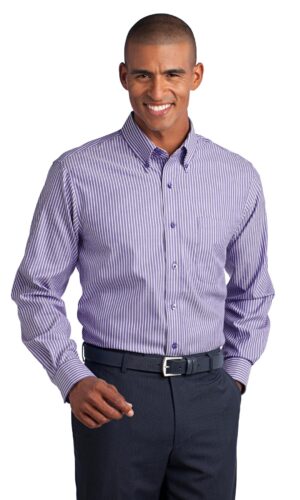 DISCONTINUED  Red House ®  - Stripe Non-Iron Pinpoint Oxford. RH64