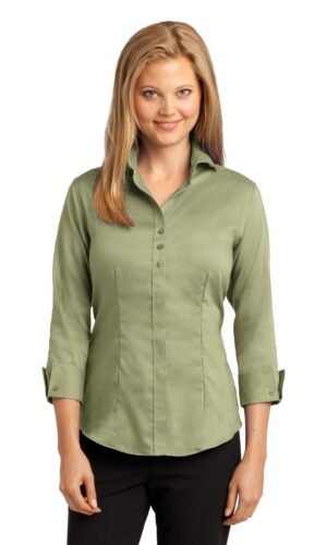 DISCONTINUED  Red House ®  Ladies 3/4-Sleeve Nailhead Non-Iron Shirt. RH69