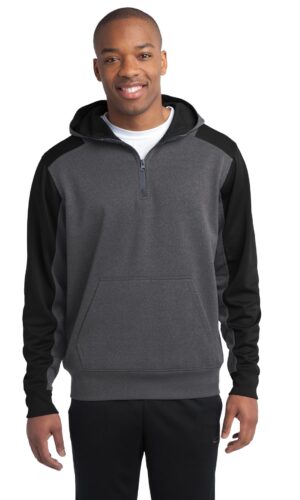 Sport-Tek ®   Tech Fleece Colorblock 1/4-Zip Hooded Sweatshirt. ST249
