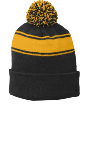 Sport-Tek ®  Stripe Pom Pom Beanie.  STC28