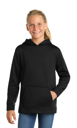 Sport-Tek ®  Youth Sport-Wick ®  Fleece Colorblock Hooded Pullover.  YST235