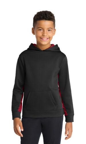 Sport-Tek ®  Youth Sport-Wick ®  CamoHex Fleece Colorblock Hooded Pullover.  YST239