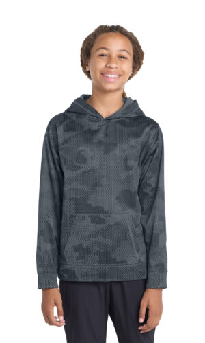 Sport-Tek ®  Youth Sport-Wick ®  CamoHex Fleece Hooded Pullover.  YST240