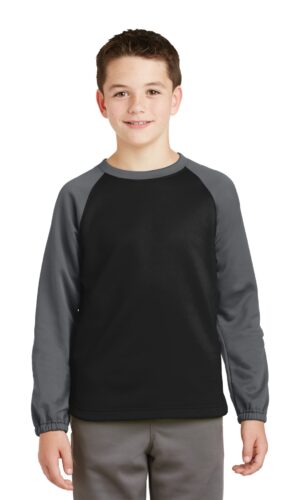 DISCONTINUED  Sport-Tek ®  Youth Sport-Wick ®  Raglan Colorblock Fleece Crewneck. YST242