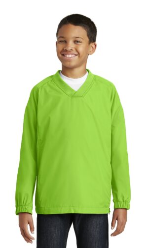 DISCONTINUED  Sport-Tek ®  Youth V-Neck Raglan Wind Shirt. YST72